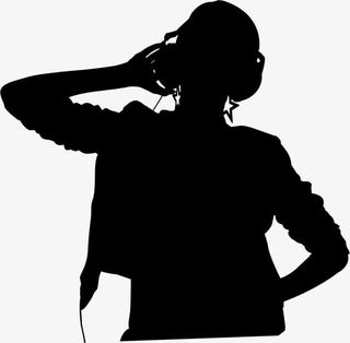 黑色音乐年轻女孩人影免抠