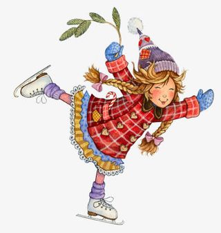 卡通人物小女孩滑冰免抠