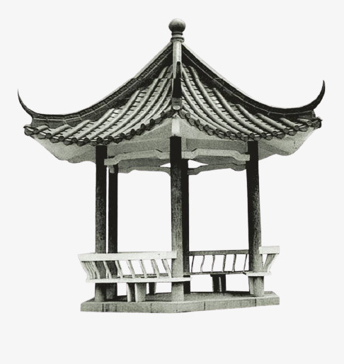 中国风水墨亭台楼阁元素免抠