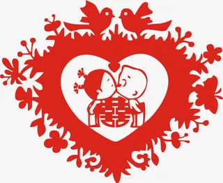 结婚剪纸矢量免抠