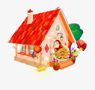卡通新年装饰喜庆房子免抠