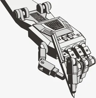 矢量拿着铅笔的机器手免抠