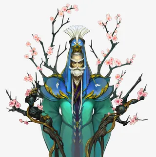 手绘桃花仙免抠