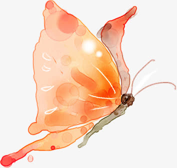 手绘水彩粉色蝴蝶免抠