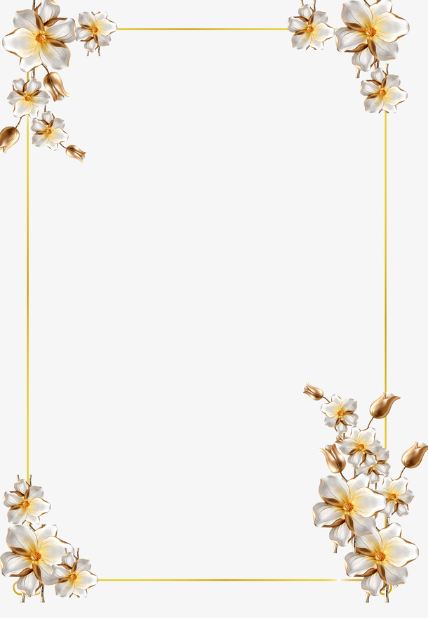 金属的花朵边框免抠