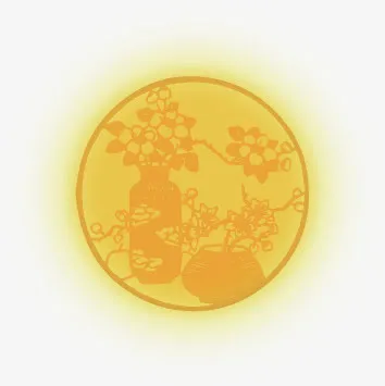 中国风黄色月亮花瓶中秋免抠