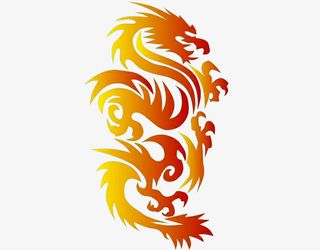 手绘金色祥龙免抠