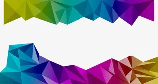 彩色低多边形边框免抠