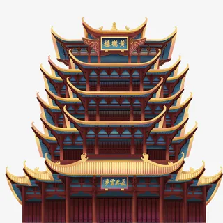 黄鹤楼古代亭台楼阁中国古建筑免抠