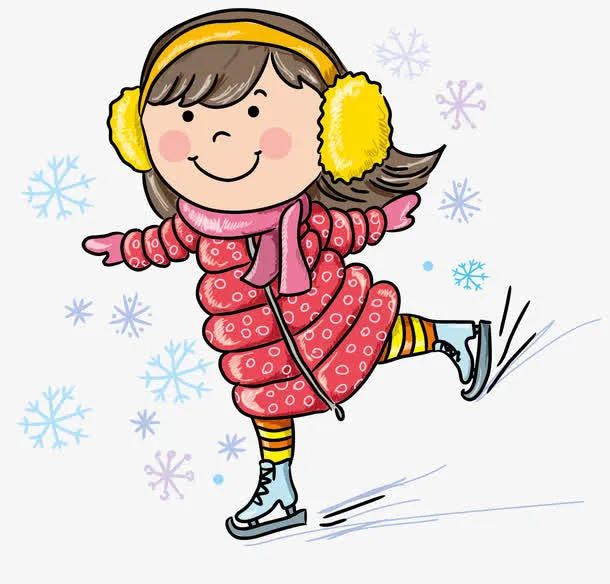 小女孩滑雪矢量免抠