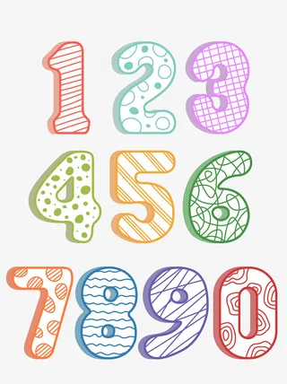 卡通数字1-10免抠