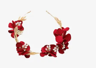 新娘敬酒服头饰花朵发箍免抠