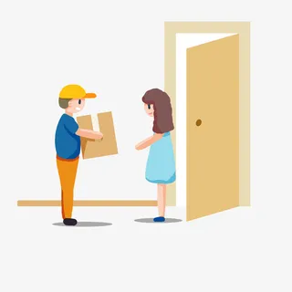 快递送货上门快递员免抠