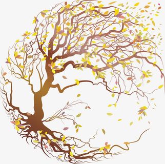 大树下的童年大树开花免抠