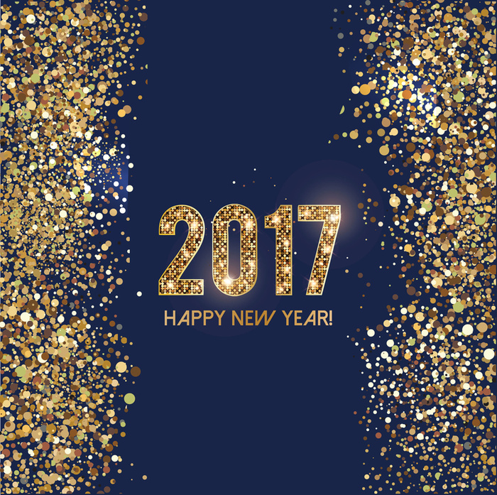 蓝色简约亮彩金片2017新年背景素材高清