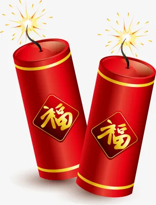 红色爆竹开业新年素材免抠