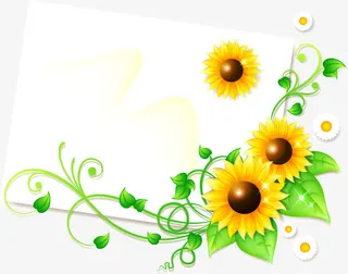 春天浪漫向日葵边框方格免抠