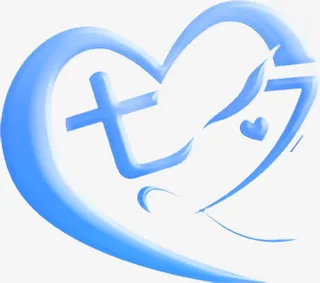 七夕爱心蓝色字体免抠