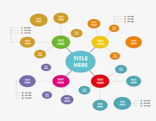 彩色椭圆思维发散扁平矢量树状图免抠