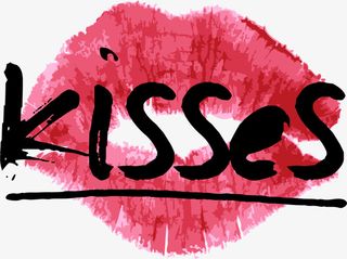 情人节kisses红唇艺术字免抠