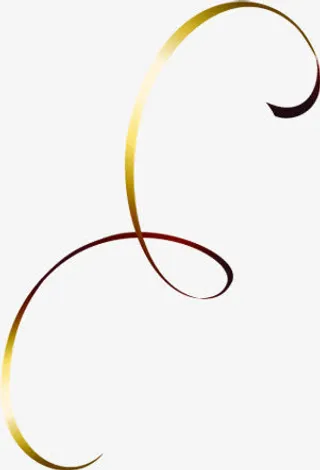 卷曲金色彩带免抠