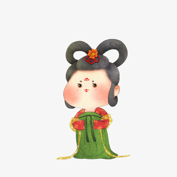 卡通彩绘胖美人杨玉环素材免抠