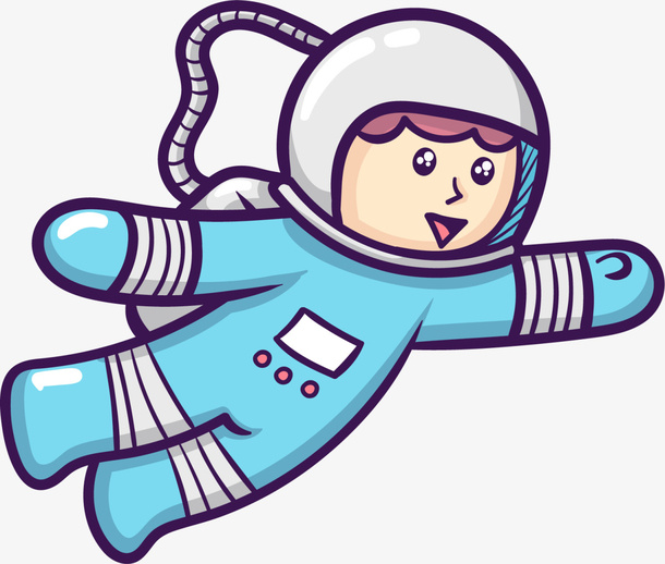 蓝色可爱卡通宇航员免抠