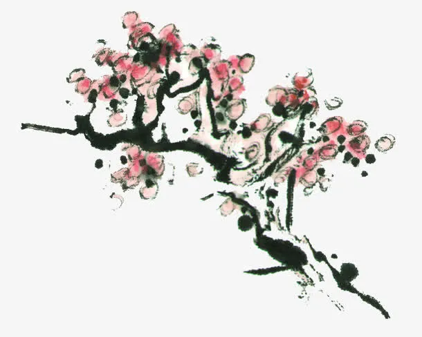 水墨树枝梅花免抠