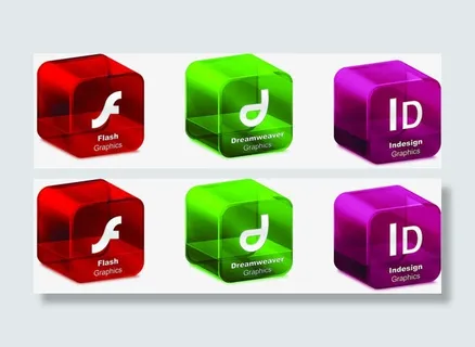 彩色透明正方体图标招聘免抠