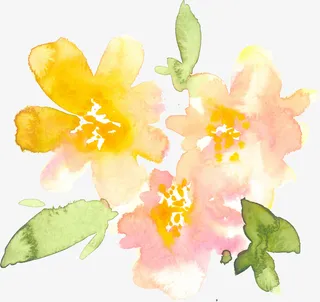 手绘卡通装饰花瓣花草装饰海报设免抠