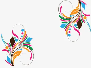 彩色抽象风格花纹设计对角花免抠