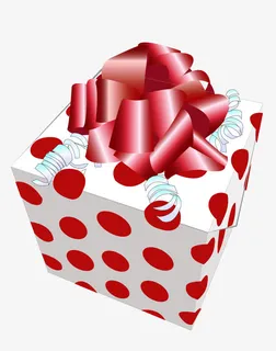 红色圆点矢量礼盒免抠