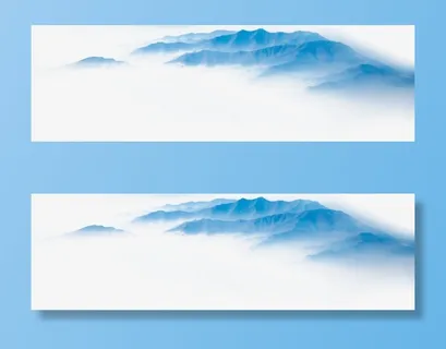 春天蓝色山水一片山免抠动植物植物元素