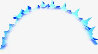 蓝色鹊桥剪影卡通七夕情人节免抠