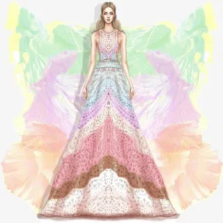 手绘端庄礼服免抠