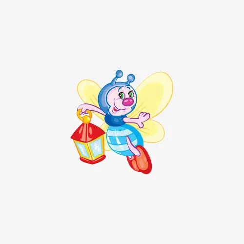 卡通萤火虫提着灯笼免抠