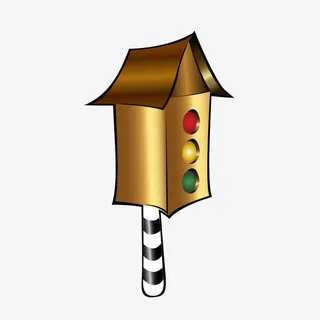 红绿灯木头小屋免抠