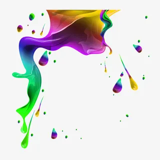 彩色喷溅艺术不规则图形油漆设计免抠