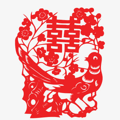 喜字红色剪纸免抠