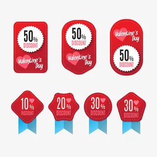 7款红色情人节促销标签矢量图免免抠