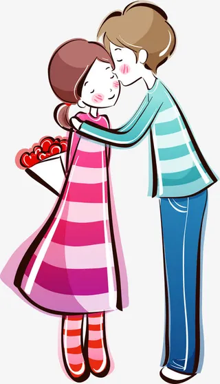 创意手绘人物效果造型情人节快乐免抠