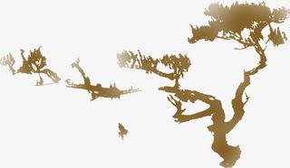 松树山水画免抠