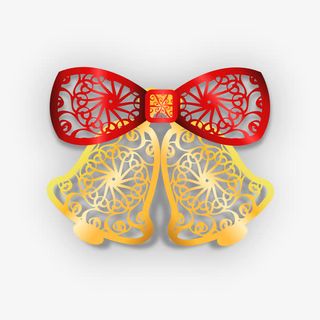 精美圣诞铃铛剪纸矢量素材免抠
