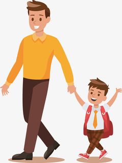 手绘卡通快乐父子矢量素材免抠