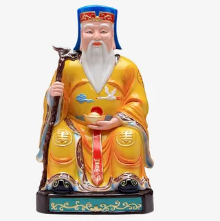 黄色陶瓷土地公神像免抠