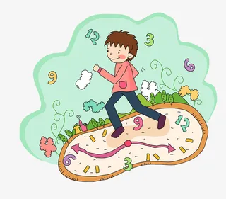 在像操场跑道一样的闹钟上跑步免抠