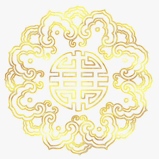 中国风传统烫金图案免抠图免抠
