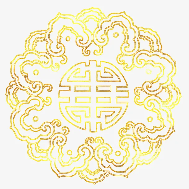 中国风传统烫金图案免抠图免抠