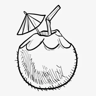 夏日手绘素材椰子汁免抠