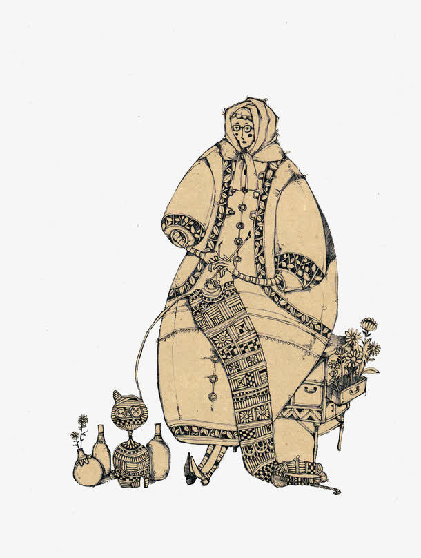 手绘人物插画免抠
